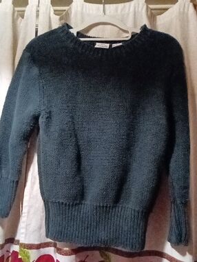 Women's B-MOSS Black Woven Long Sleeve Pullover Sweater